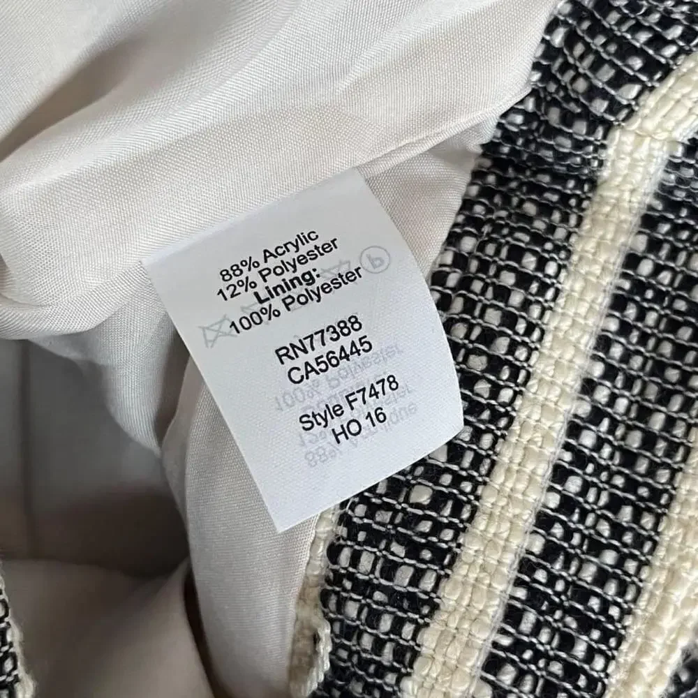 J. Crew Black Cream Tweed Striped Skirt Size 12 NWT